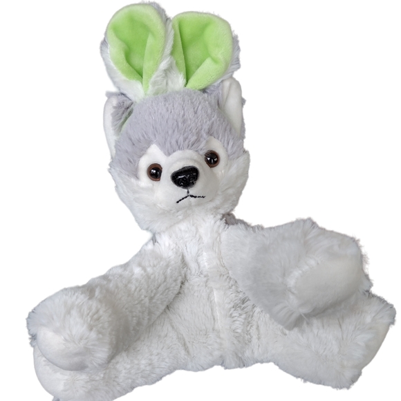 Hug Fun Wolf Husky Dog Puppy Plush 10" With Bunny Ears Stuffed Animal - Picture 1 of 8